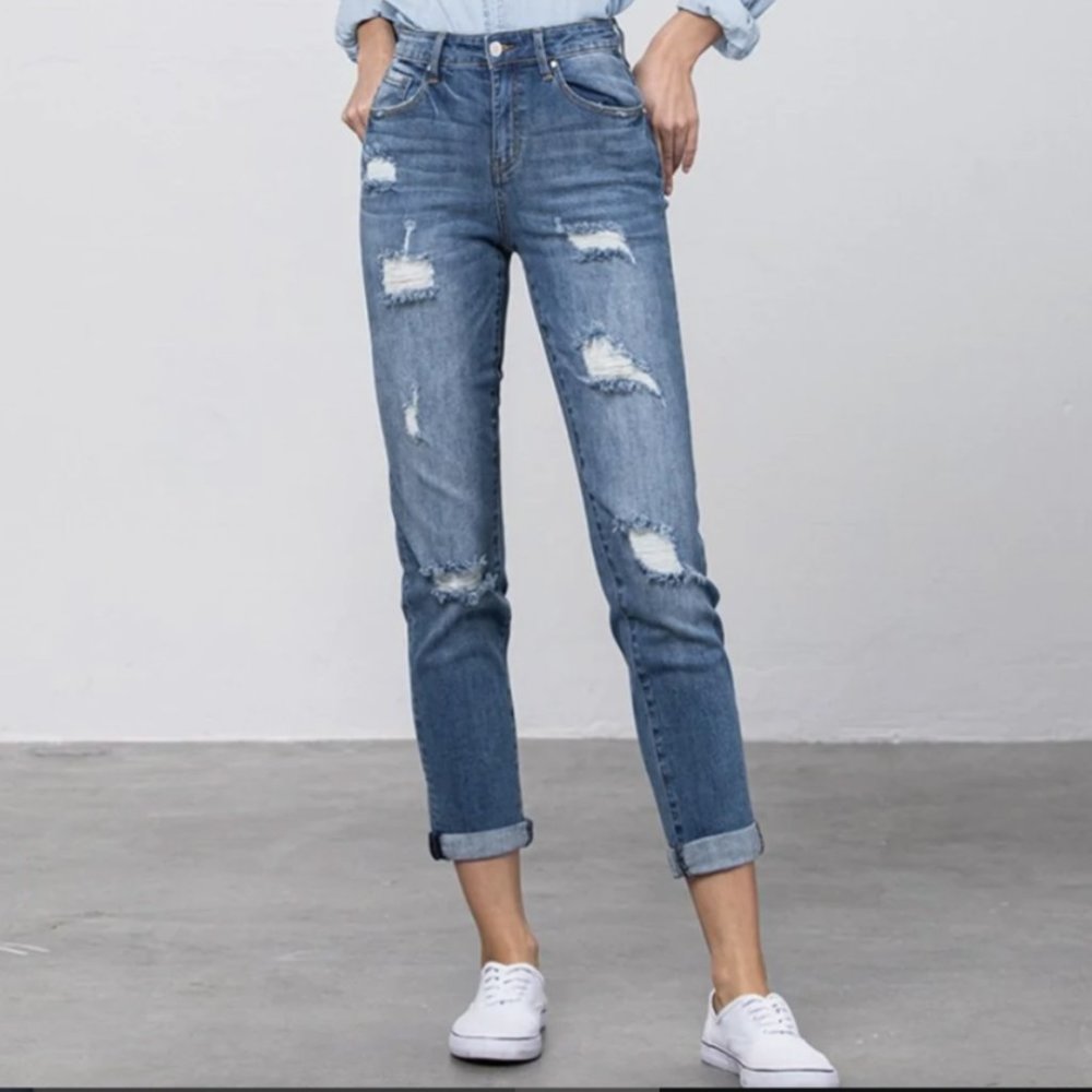 Take It Easy Slim Fit Boyfriend Jeans